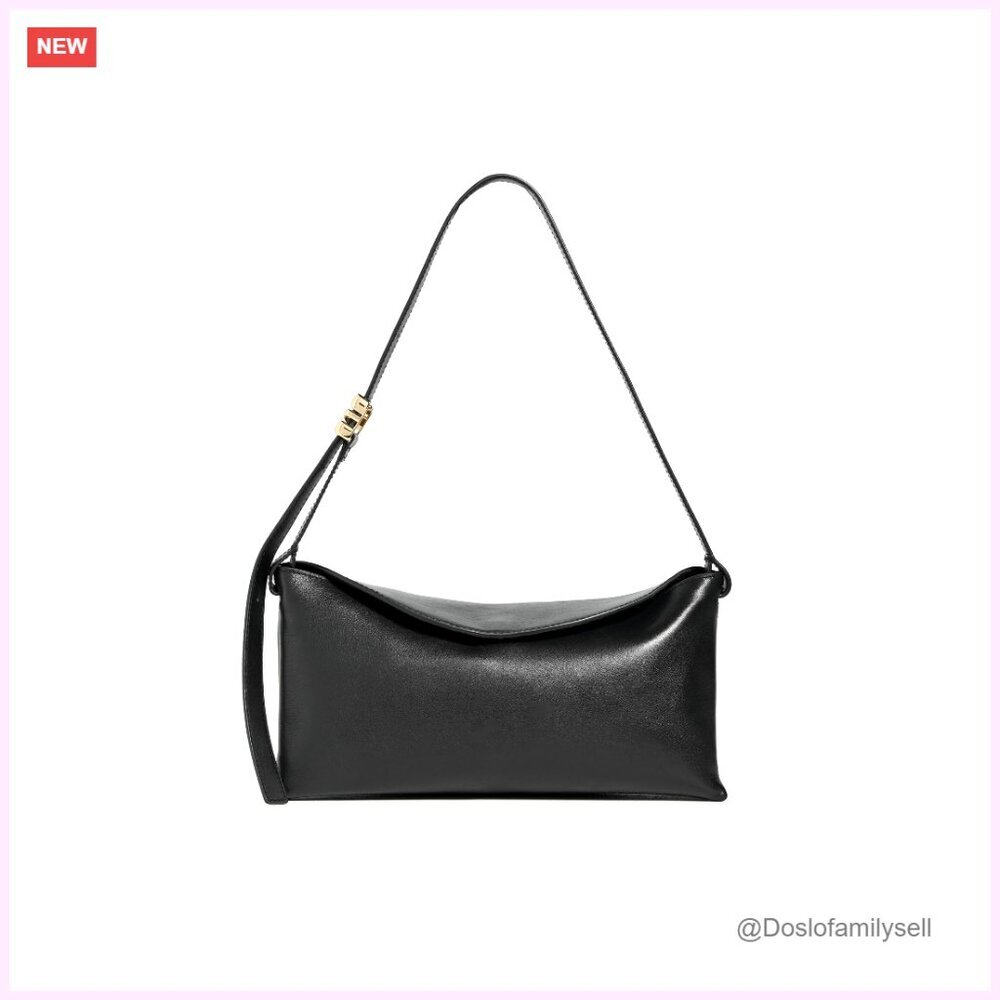 Adjustable Strap Shoulder Bag with Gold Hardware, 11.75in Length